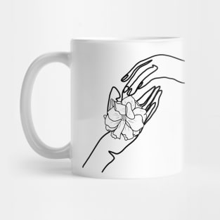 Hands line art | love | flower Mug